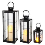 Lantern with LED Pillar Candle (Set of 3)