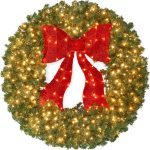 Outdoor Wreath with Bow & Lights (30")